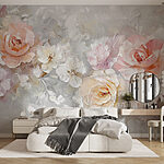 Papel de parede Pintura de flores sobre uma superfície branca