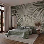 Papel de parede Folhas delicadas em tons suaves