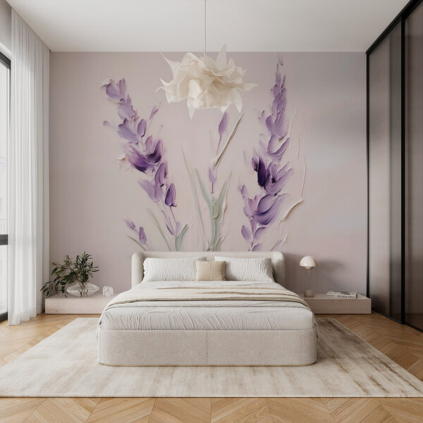 Papel de parede Wall murals Painting of purple flowers (REF: w03418) Papel de parede Papel de parede Wall murals Painting of purple flowers (REF: w03418)