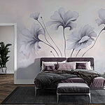 Papel de parede Pintura de flores sobre um fundo branco