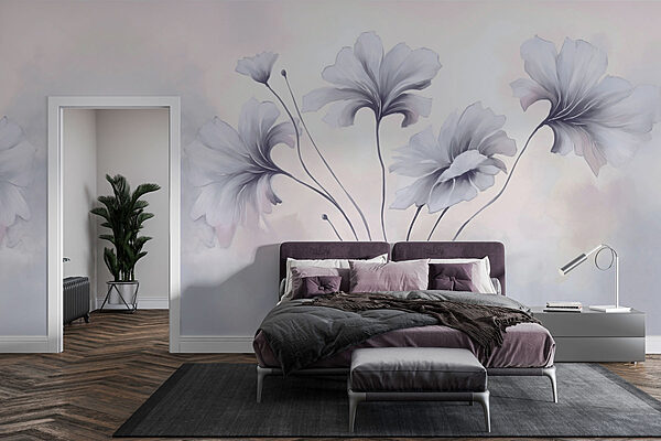 Pintura de flores sobre um fundo branco Papel de parede Pintura de flores sobre um fundo branco