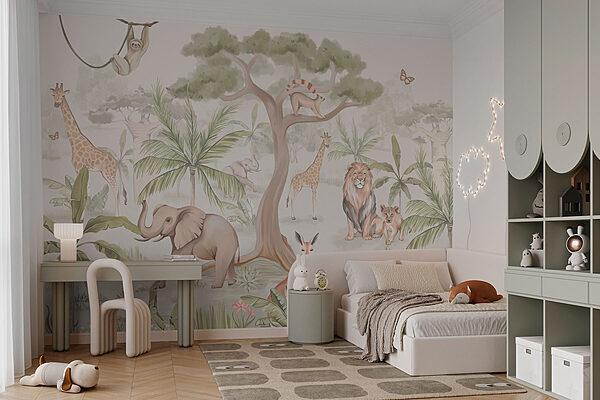 Papel de parede com animais e árvores Papel de parede Papel de parede com animais e árvores
