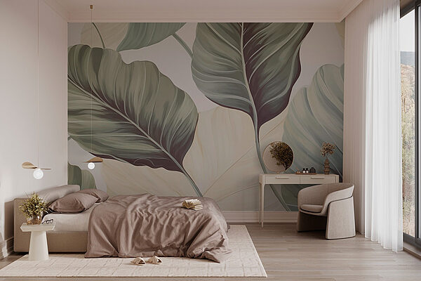 Elegância natural em padrões de folhas Papel de parede Elegância natural em padrões de folhas