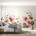 Papel de parede Pintura de flores e folhas
