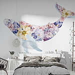 Papel de parede Baleia com flores
