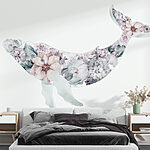 Papel de parede Baleia com flores