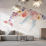 Papel de parede Golfinho com flores