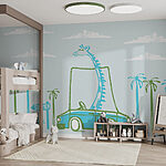Papel de parede Girafa num carro