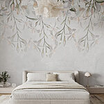 Papel de parede Flores brancas sobre um fundo branco