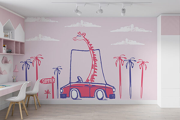 Girafa num carro Papel de parede Girafa num carro