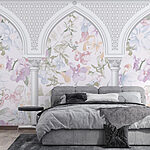 Papel de parede Papel de parede com flores e arcos