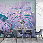 Papel de parede Folhas tropicais exuberantes em tons suaves