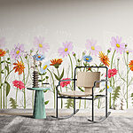Papel de parede Fileira de flores coloridas