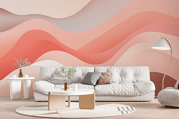 Linhas onduladas cor-de-rosa e brancas Papel de parede Linhas onduladas cor-de-rosa e brancas