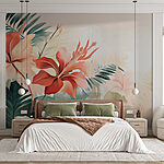 Papel de parede Arranjo floral tropical vibrante.