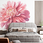 Papel de parede Flor cor-de-rosa com folhas verdes