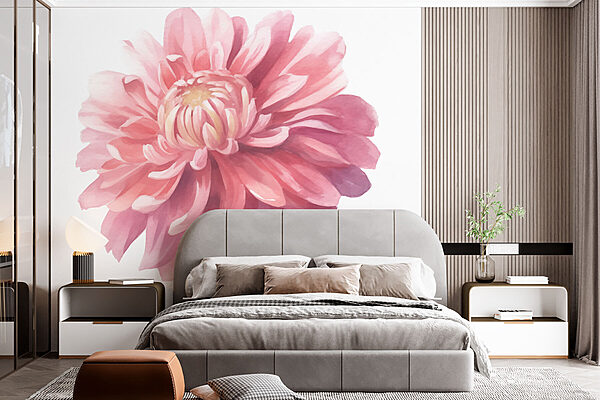 Flor cor-de-rosa com folhas verdes Papel de parede Flor cor-de-rosa com folhas verdes