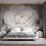Papel de parede Flor branca com folhas