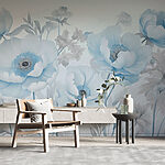 Papel de parede Pintura de flores sobre um fundo branco