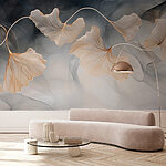 Papel de parede Folhas delicadas em tons suaves