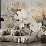Papel de parede Pintura de flores sobre um fundo branco