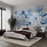 Papel de parede Pintura de flores azuis