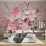 Papel de parede Pintura de flores em rosa e branco
