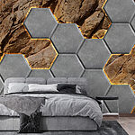 Papel de parede Wall murals Stone hexagons on a rock