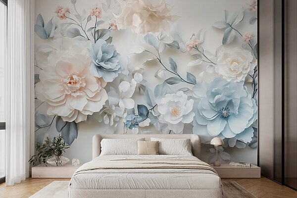 Grupo de flores numa superfície branca Papel de parede Grupo de flores numa superfície branca