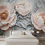 Papel de parede Grupo de flores brancas com folhas