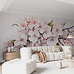 Papel de parede Pintura de flores brancas num ramo