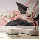 Papel de parede Folhas exuberantes em tons pastel suaves