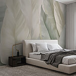 Papel de parede Tons suaves de folhas tropicais em conjunto