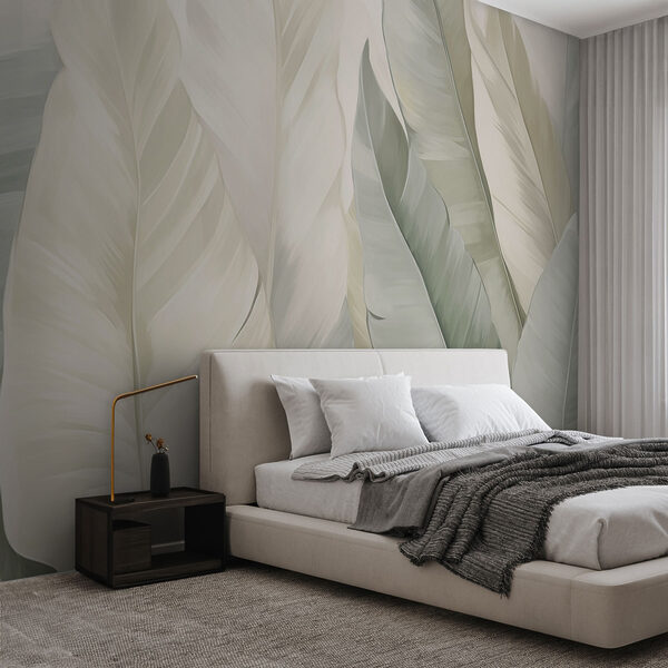 Papel de parede Tons suaves de folhas tropicais em conjunto (REF: w03598) Papel de parede Papel de parede Tons suaves de folhas tropicais em conjunto (REF: w03598)