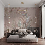 Papel de parede Folhas tropicais com tons pastel suaves