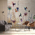 Papel de parede Flores silvestres delicadas em tons pastel