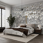 Papel de parede Árvore elegante com flores brancas