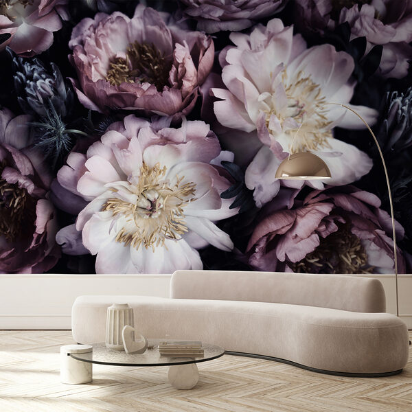 Papel de parede Flores a desabrochar em tons suaves