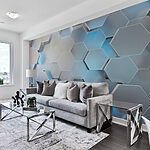 Papel de parede Desenho hexagonal moderno com padrão metálico