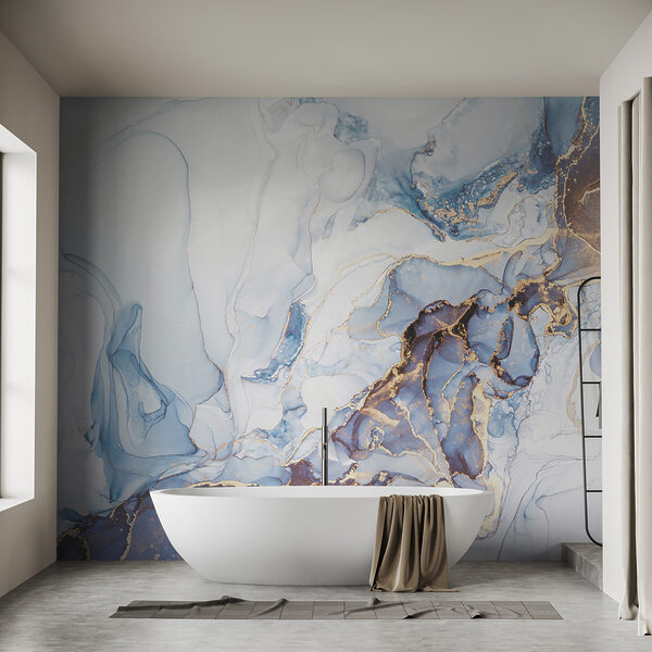 Arte fluida azul elegante com veias Papel de parede Arte fluida azul elegante com veias