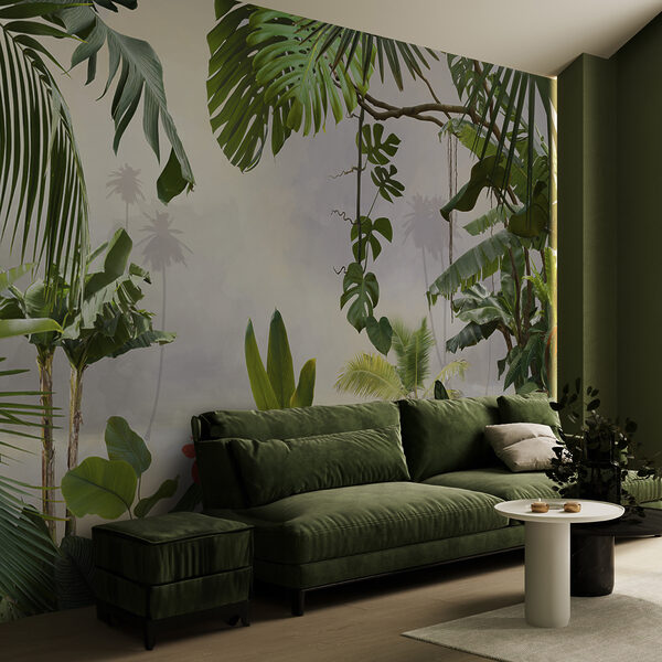 Papel de parede Um paraíso de selva exuberante com folhas verdes