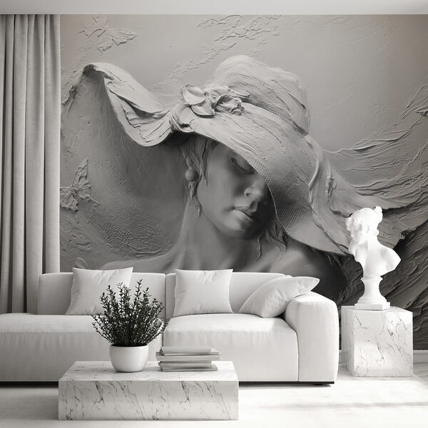 Papel de parede Escultura de uma mulher com um chapéu