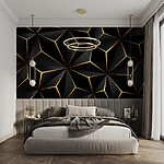 Papel de parede Desenho geométrico abstrato em preto e âmbar