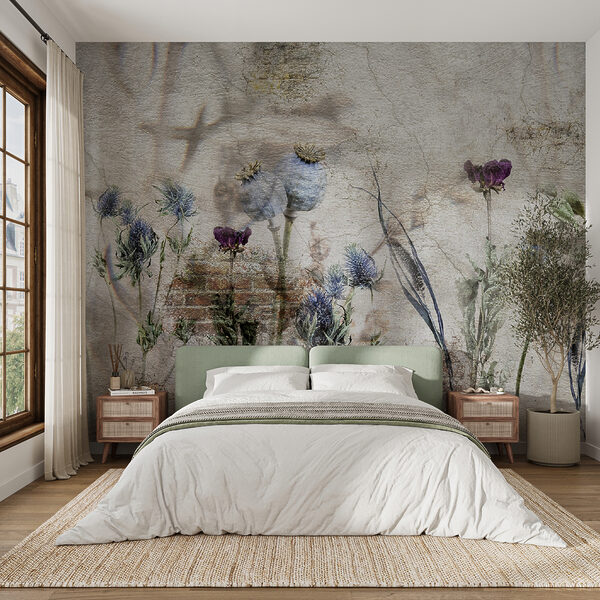 Papel de parede Colagem de plantas sobre fundo texturado