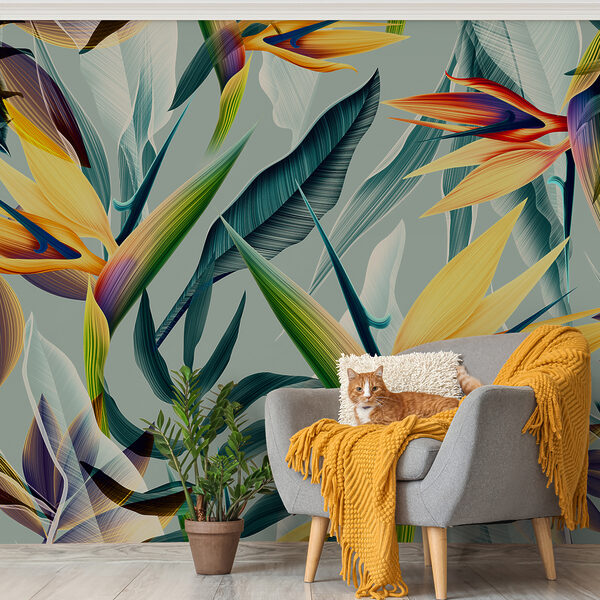 Papel de parede Desenho artístico Birds of Paradise (REF: u73960) Papel de parede Papel de parede Desenho artístico Birds of Paradise (REF: u73960)