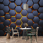 Papel de parede Hexágono com luzes cor de laranja