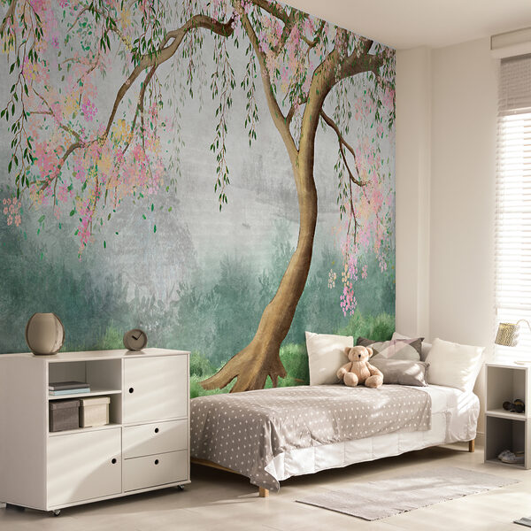 Papel de parede Flores serenas emolduram uma paisagem tranquila (REF: u93587) Papel de parede Papel de parede Flores serenas emolduram uma paisagem tranquila (REF: u93587)