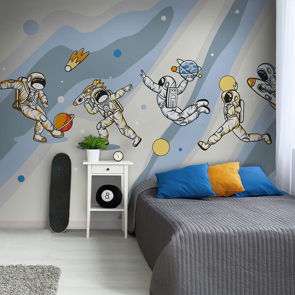 Papel de parede Papel de parede Desenho animado de um astronauta com um foguetão na cabeça (REF: u93828)