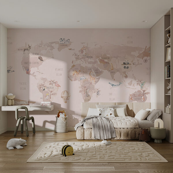 Papel de parede Mapa do mundo com animais