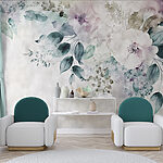 Papel de parede Elegância floral em tons de aguarela
